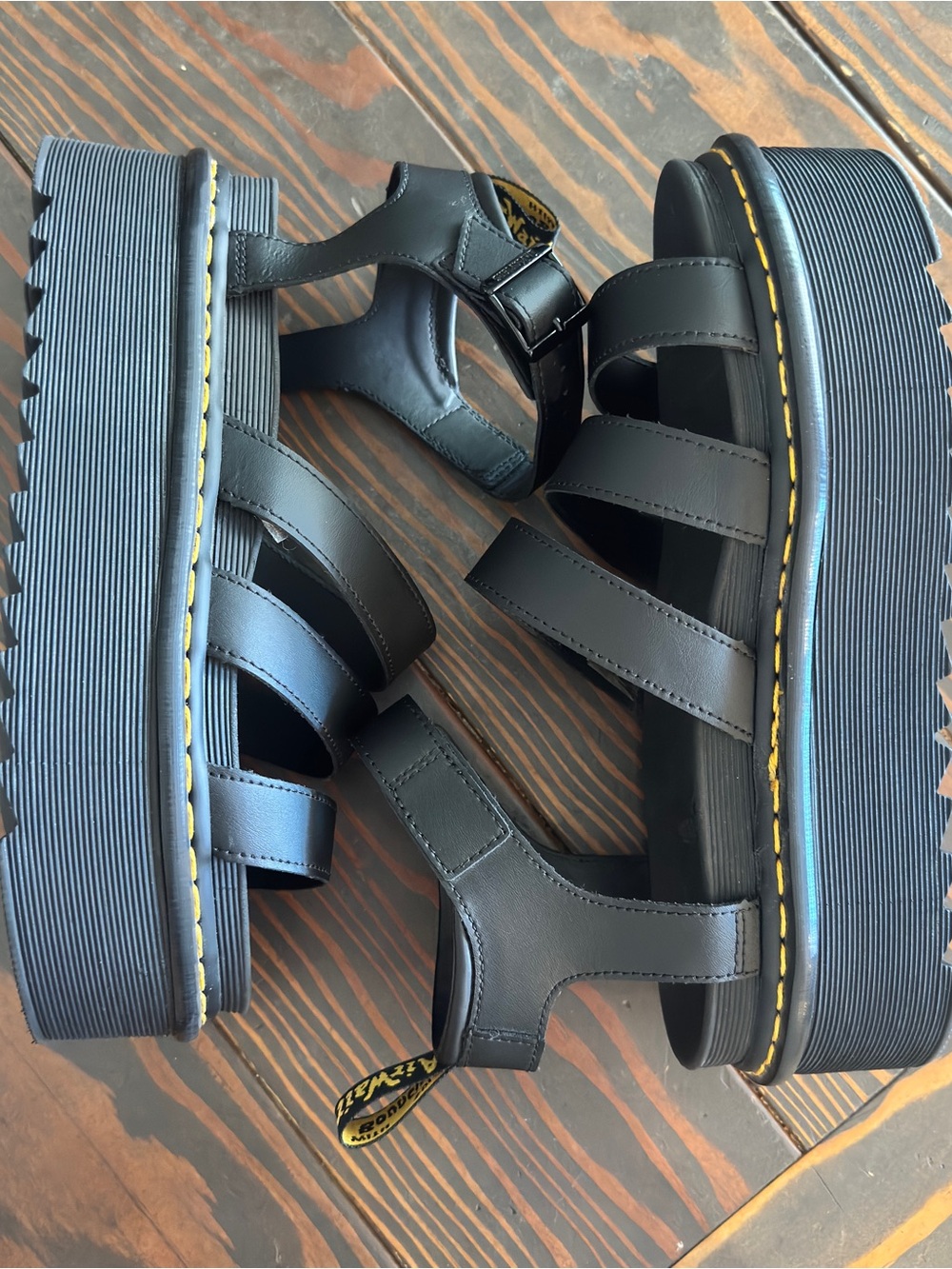 Dr. Martens Blaire Quad Platform Gladiator Sandals Black Leather US 11 - Picture 5 of 7